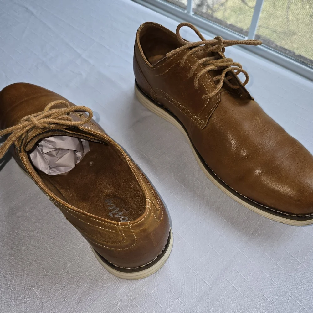 Vostey Brown Leather Derby Shoes Oxfords Office Ready Casual Boho